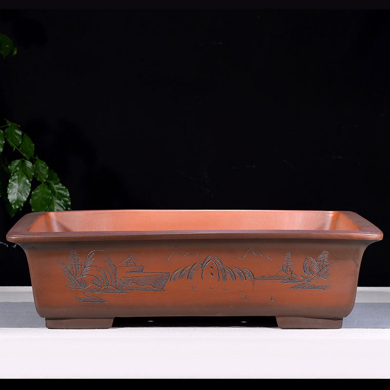 30" (76.2cm) Extra Large Rectangular Handmade Yixing Clay Bonsai Pot