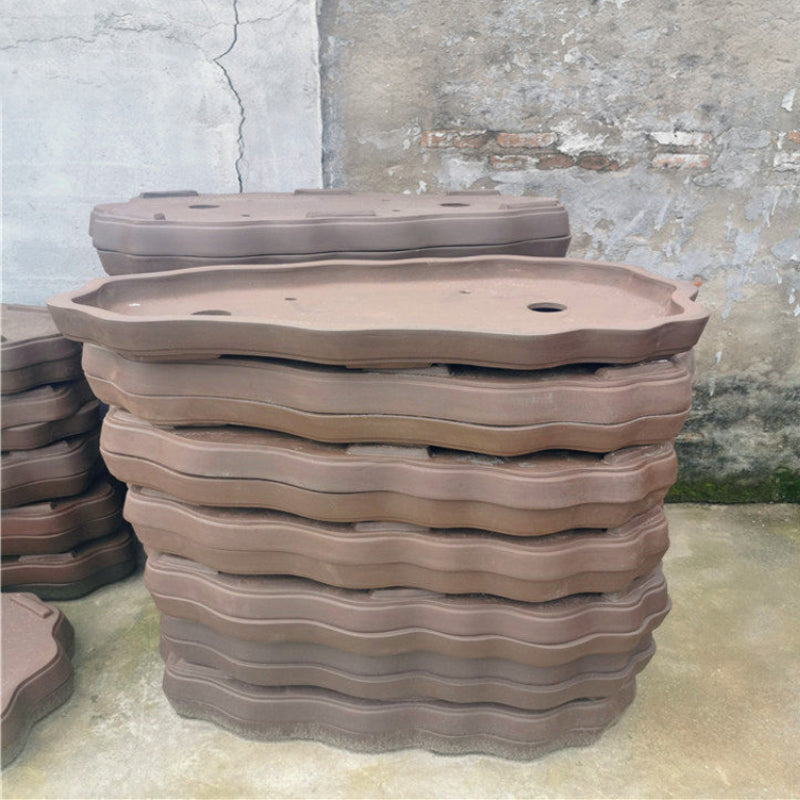 31.8 inch (81cm) Extra-Large Abstract Cloud-Shape Shallow Unglazed Forest Bonsai Pot