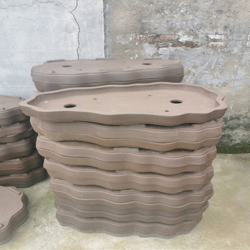 31.8 inch (81cm) Extra-Large Abstract Cloud-Shape Shallow Unglazed Forest Bonsai Pot