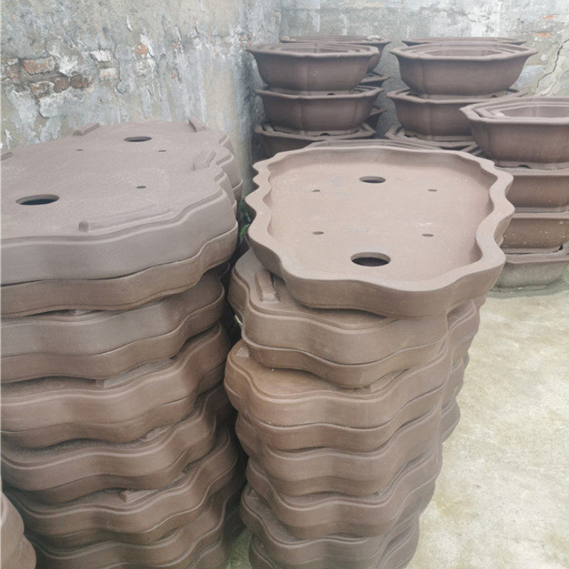 31.8 inch (81cm) Extra-Large Abstract Cloud-Shape Shallow Unglazed Forest Bonsai Pot Side View