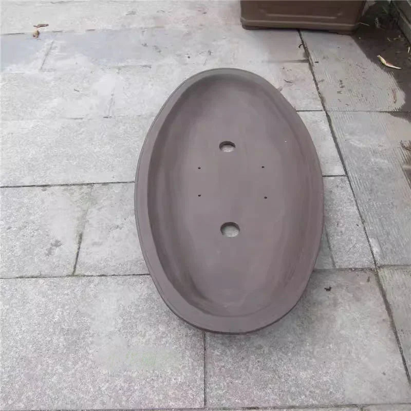 32.2 inch (82cm) Extra-Large Shallow Oval Bonsai Pot for Landscapes & Forests Side View