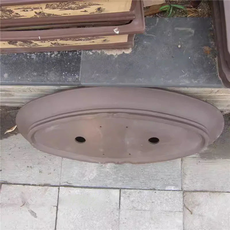 32.2 inch (82cm) Extra-Large Shallow Oval Bonsai Pot for Landscapes & Forests Side View 2