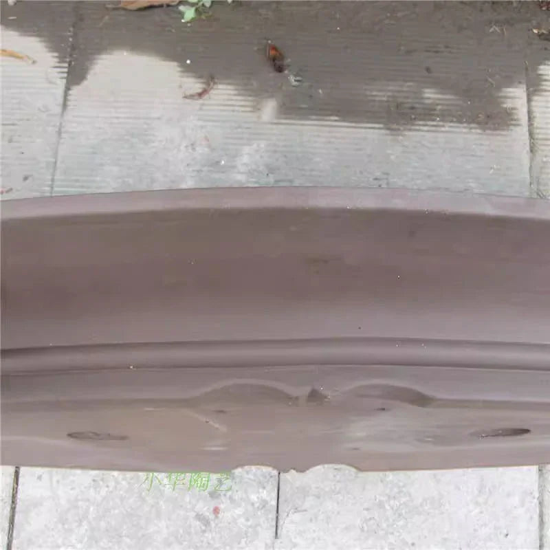 32.2 inch (82cm) Extra-Large Shallow Oval Bonsai Pot for Landscapes & Forests Side View Close Shot