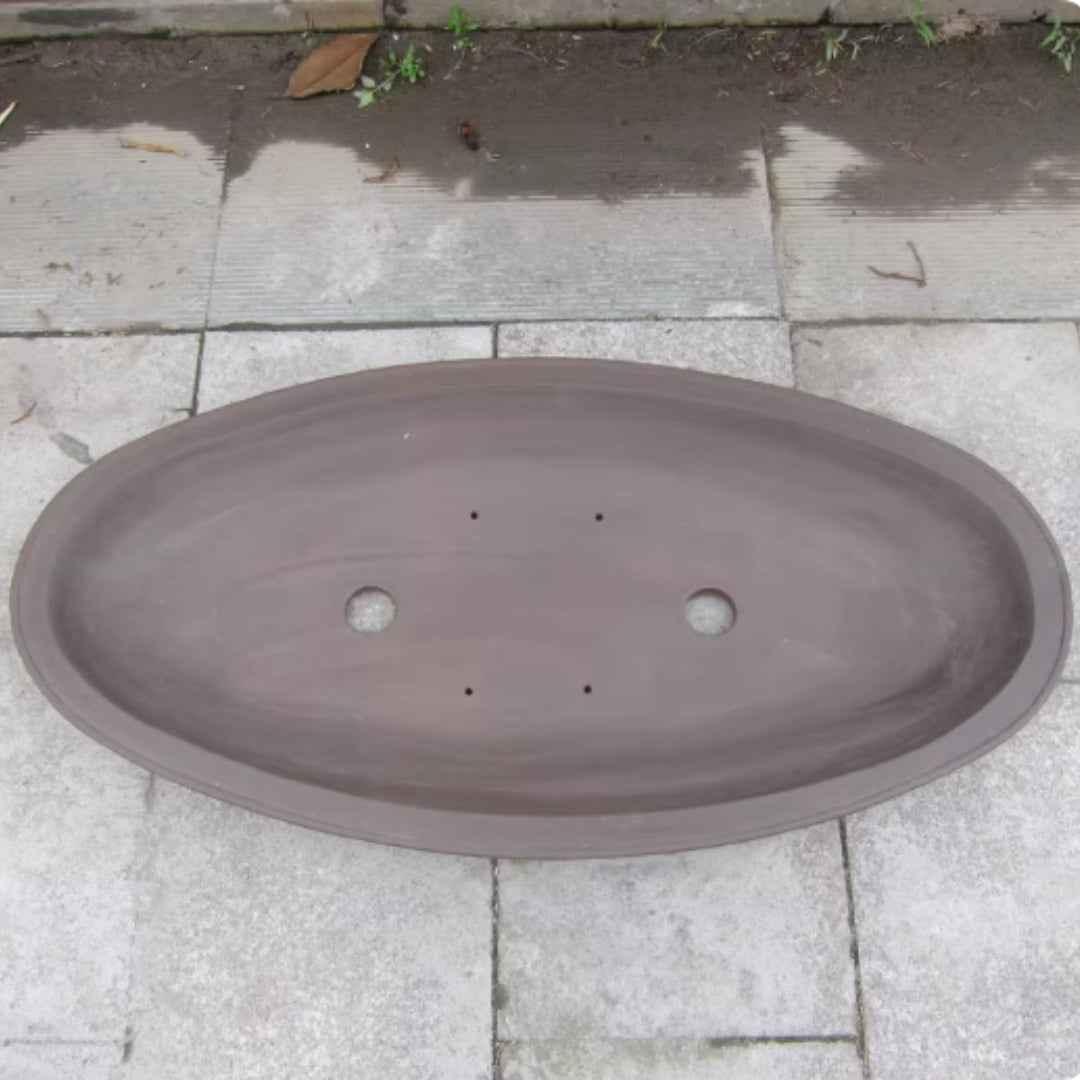 32.2 inch (82cm) Extra-Large Shallow Oval Bonsai Pot for Landscapes & Forests Top View