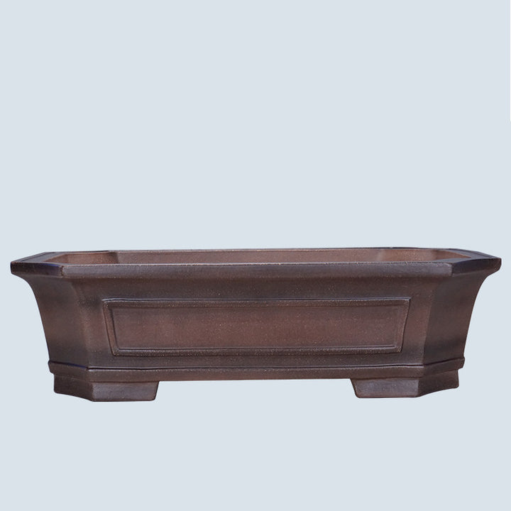 32.2 inch (82cm) Extra Large Corner-Cut Rectangular Brown Dual Tone Unglazed Bonsai Pot
