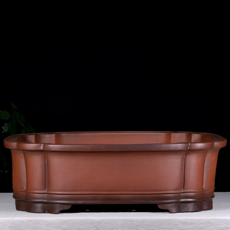35 inch (71cm) Extra Large Rectangular Dual Brown Tone Bonsai Pot w Scalloped Corners