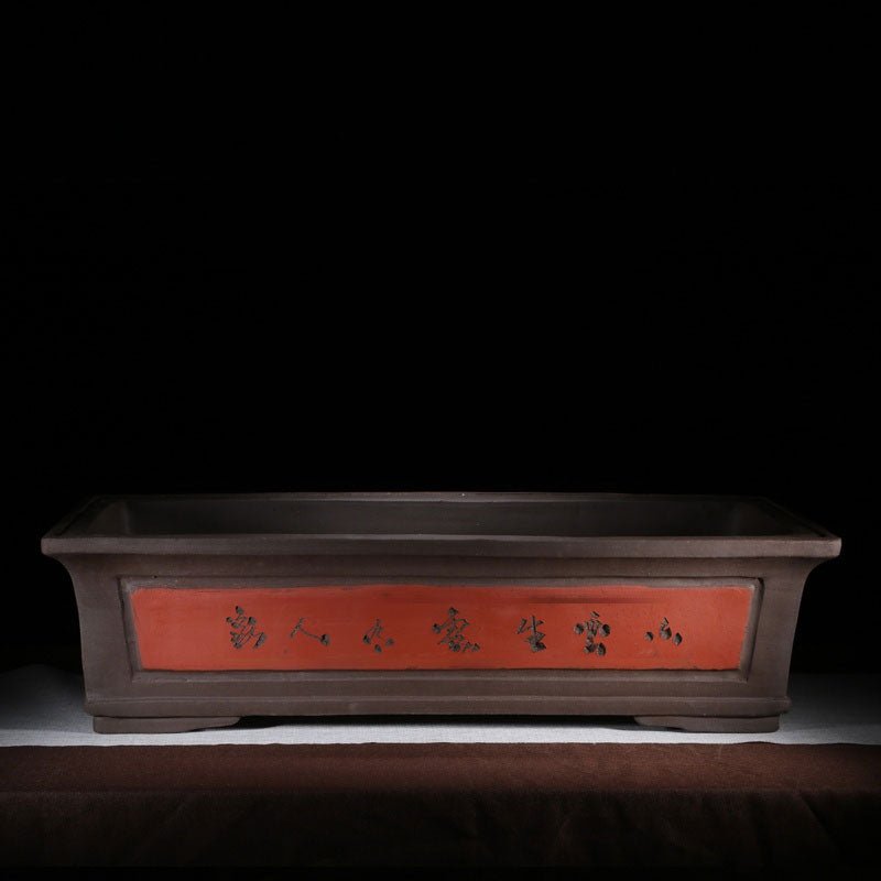 36 inch (91.5cm) Long Extra Large Rectangle Deep Engraved Bonsai Pot