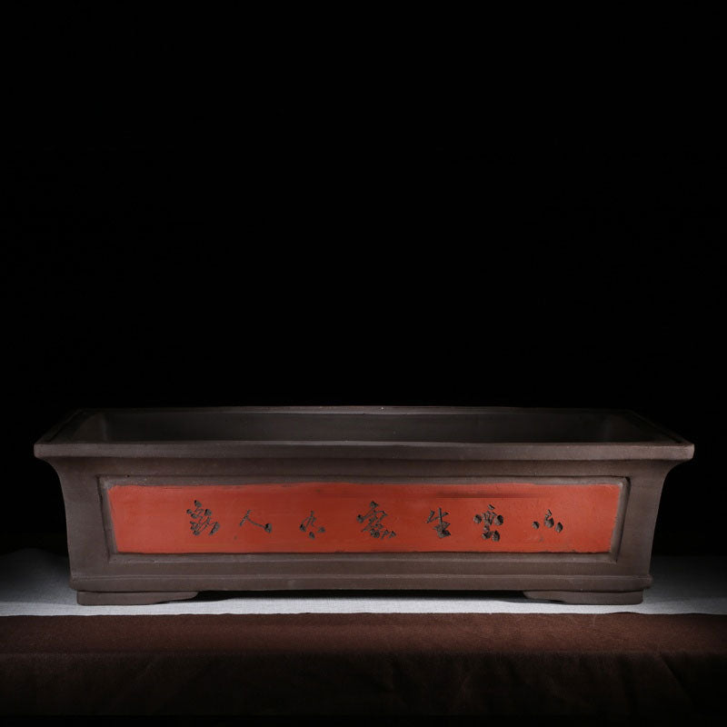 36 inch (91.5cm) Long Extra Large Rectangle Deep Engraved Bonsai Pot