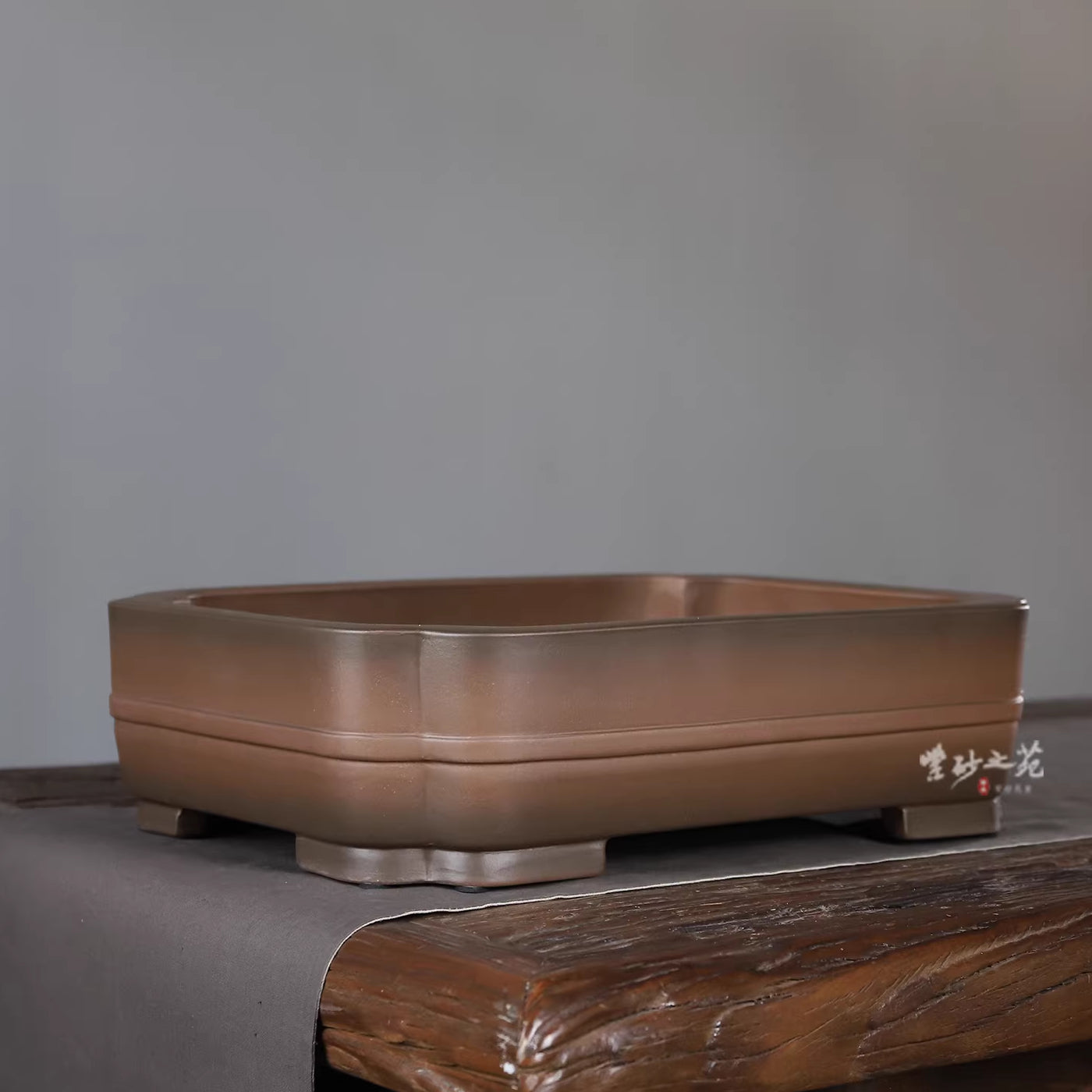 Pot à bonsaï premium rectangulaire grand format 14,6" (37,2 cm) à coins enfoncés bicolore