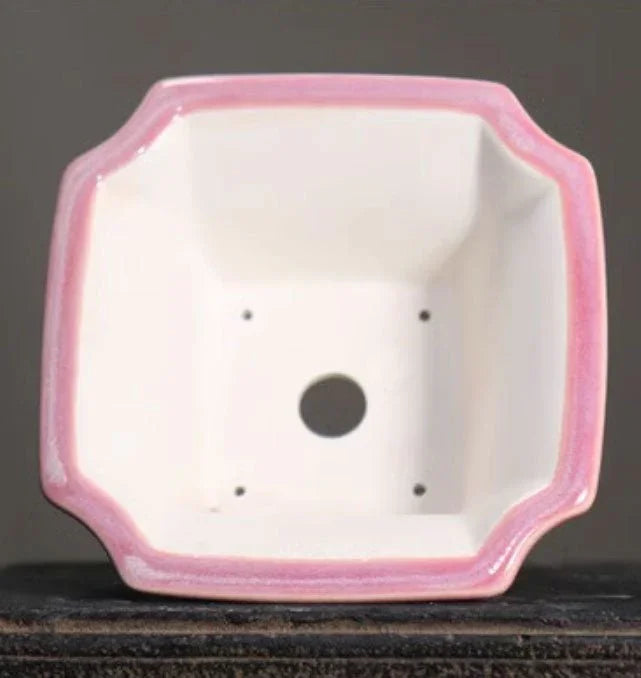 4.3" (11cm) Mini Square Glazed Corner-Cut Bonsai Pots Inner View