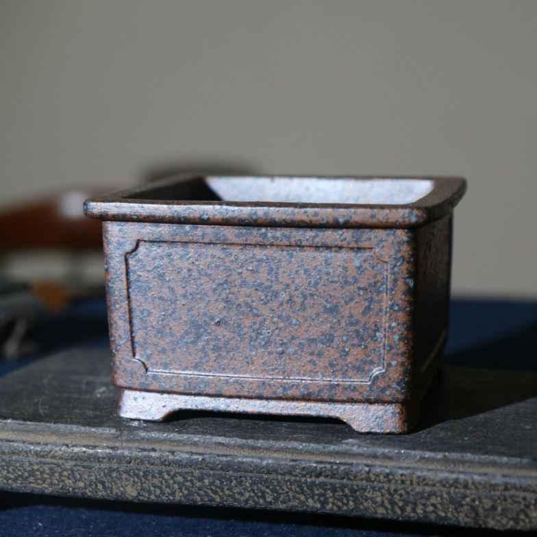 4.4" (11.2cm) Small Rustic Handmade Square Bonsai Pot