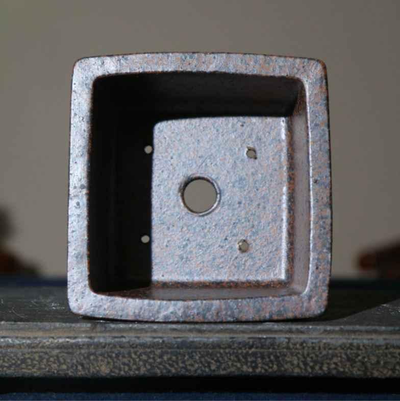 4.4" (11.2cm) Small Rustic Handmade Square Bonsai Pot