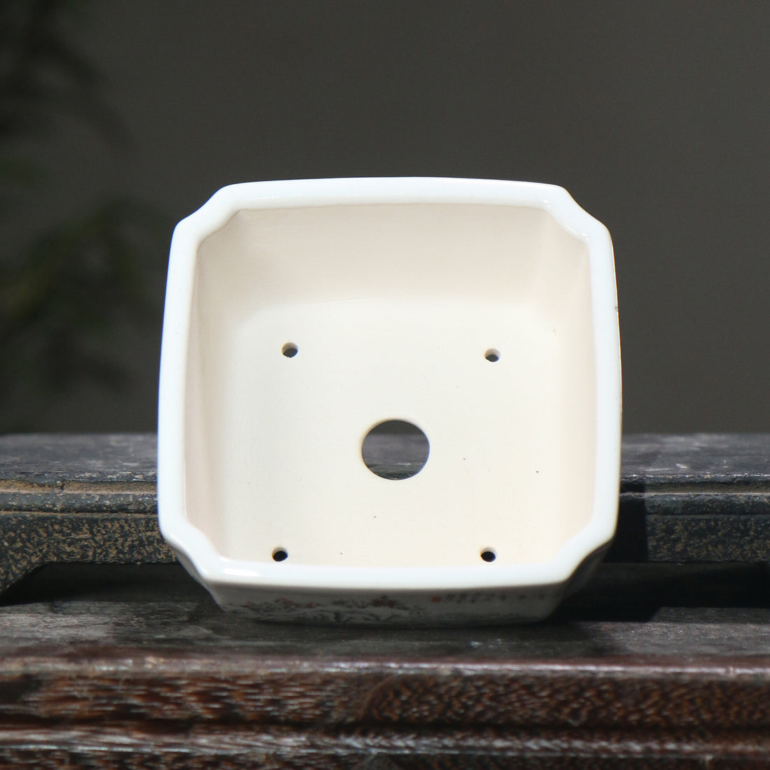 4.4" (11.2cm) Small Square Hand-Painted Bonsai Pots Inner View