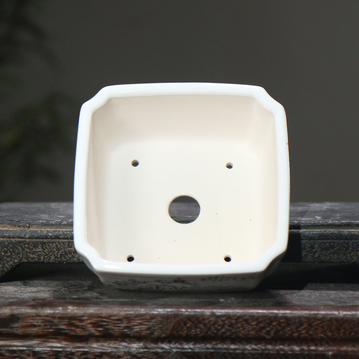 4.4" (11.2cm) Small Square Hand-Painted Bonsai Pots Inner View