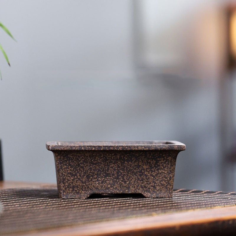 4.5" (11.5cm) Small Rectangular Speckled Finish Bonsai Pot