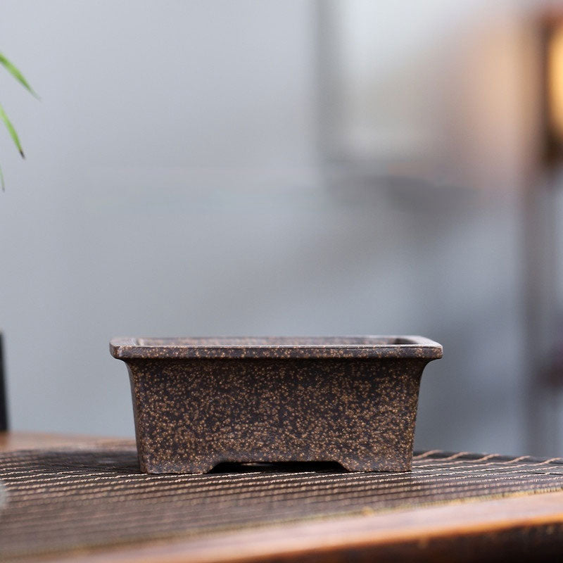 4.5" (11.5cm) Small Rectangular Speckled Finish Bonsai Pot