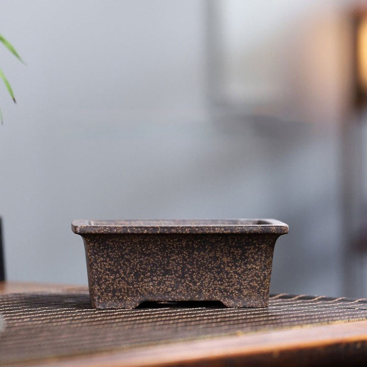 4.5" (11.5cm) Small Rectangular Speckled Finish Bonsai Pot
