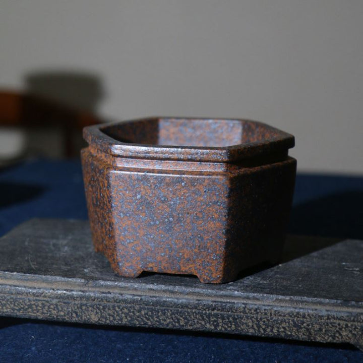 4.5" (11.5cm) Small Rustic Hexagonal Handmade Bonsai Pot
