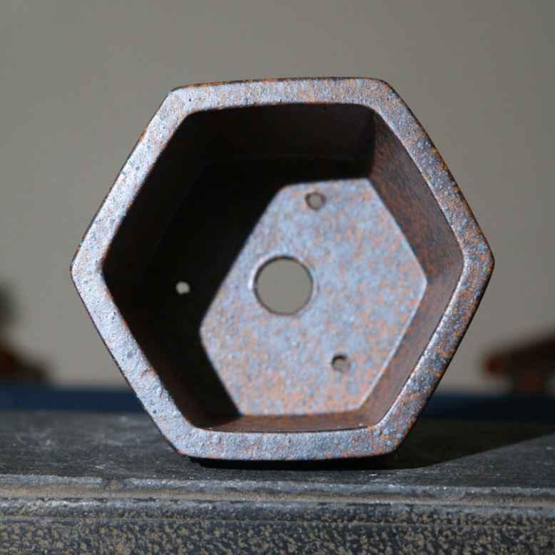 4.5" (11.5cm) Small Rustic Hexagonal Handmade Bonsai Pot