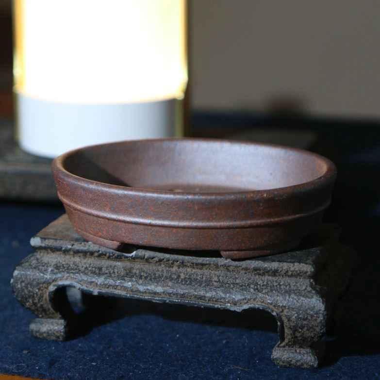 4.5" (11.5cm) Small Yixing Clay Rustic Oval Miniature Bonsai Pot