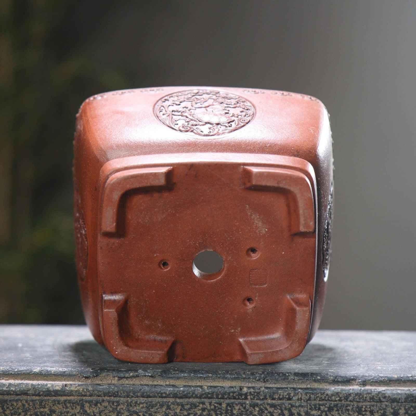 4.5" (11.5cm) Small Square Antique Style Bonsai Pot