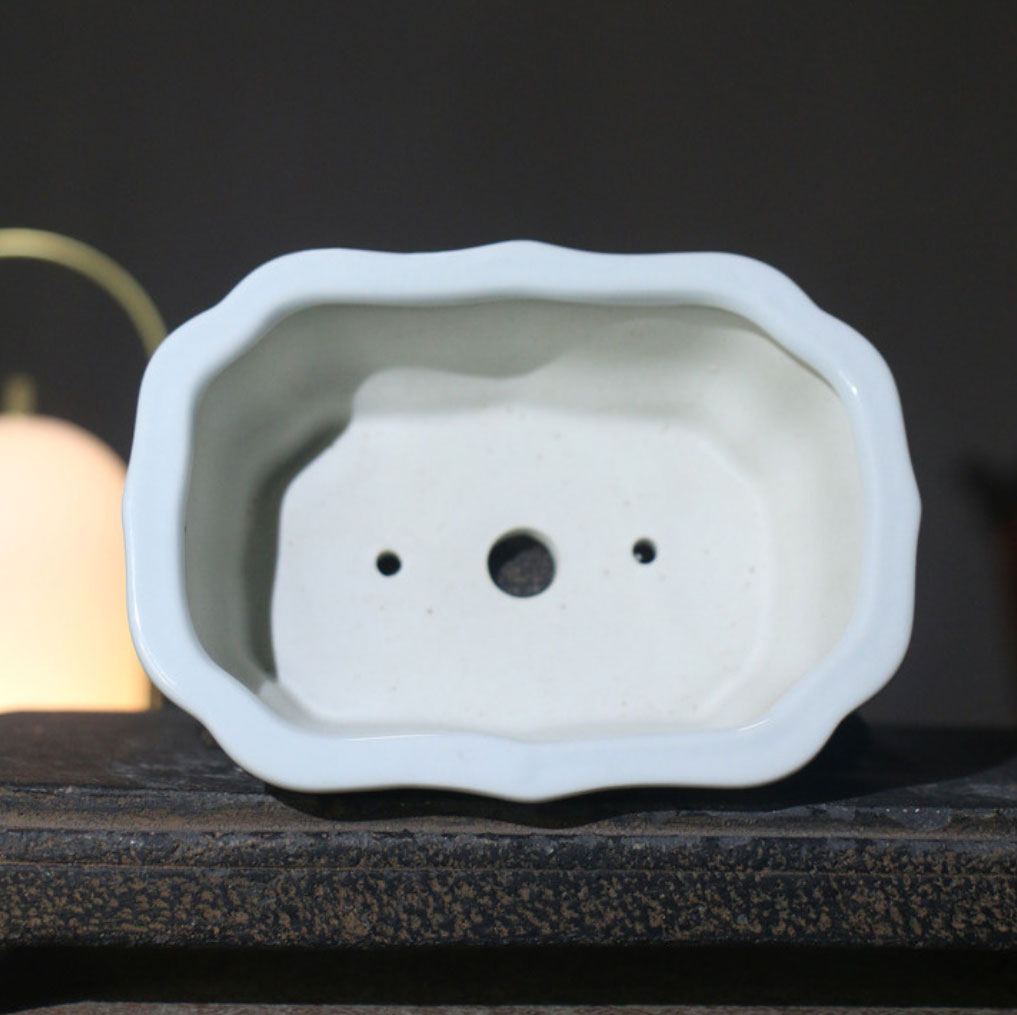 4.7" (12cm) Mini Painted Rectangular Bonsai Pots Inner View