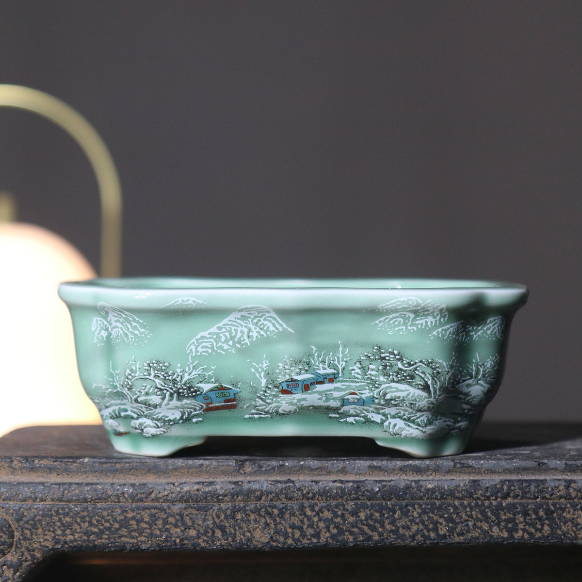 4.7" (12cm) Mini Painted Rectangular Bonsai Pots Variant 4