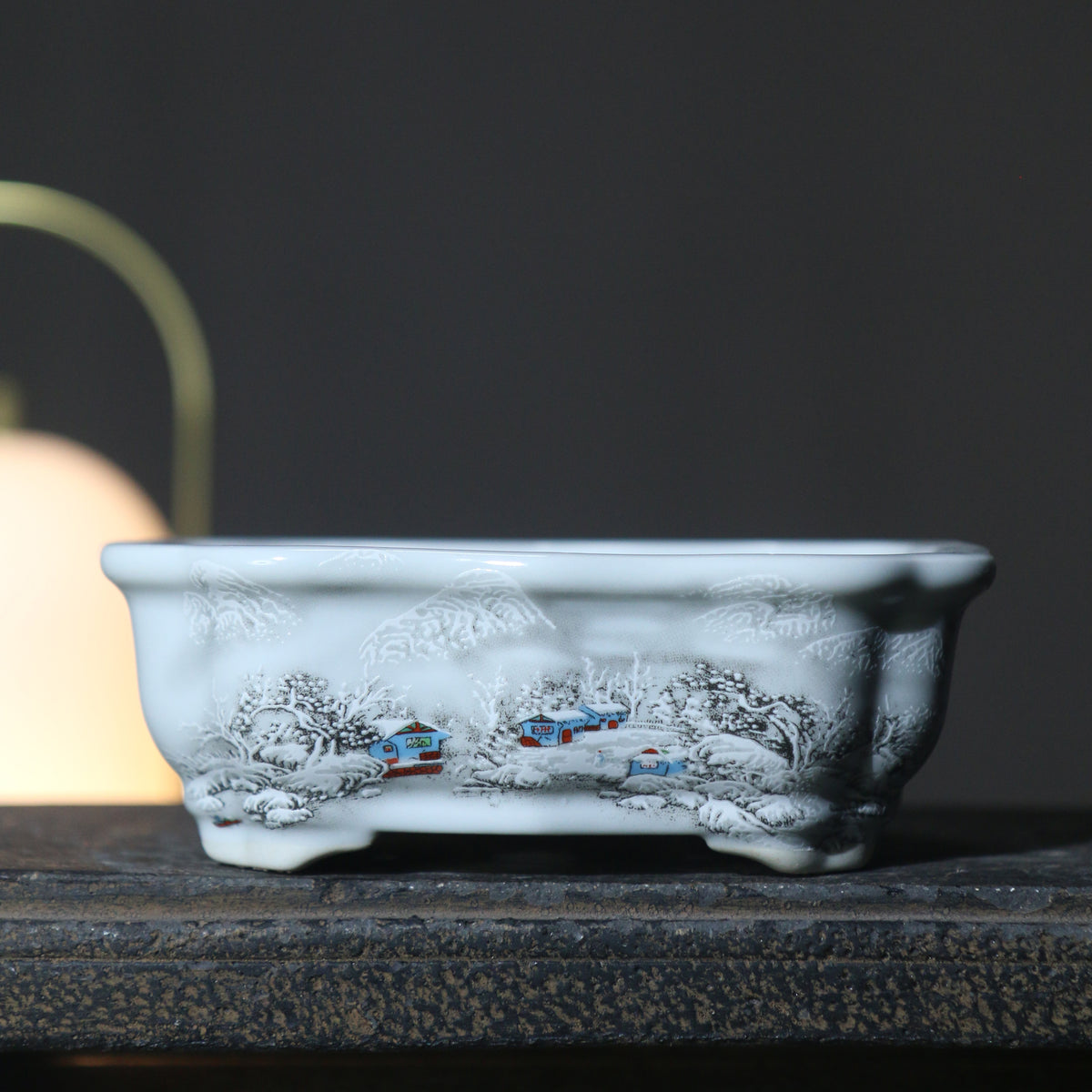 4.7" (12cm) Mini Painted Rectangular Bonsai Pots Variant 6