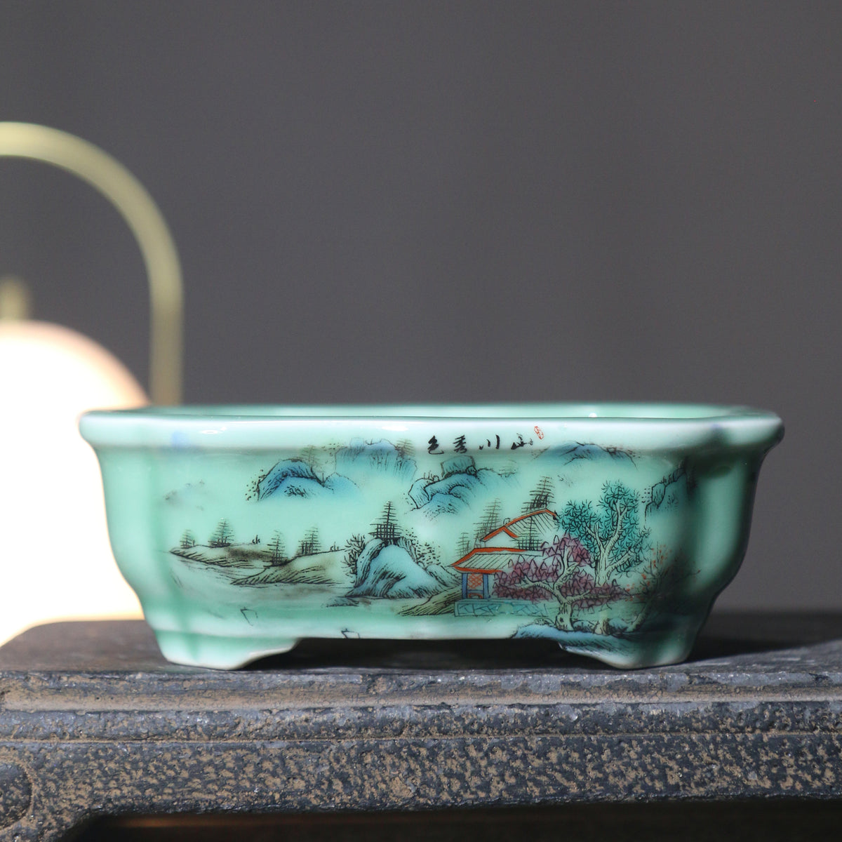 4.7" (12cm) Mini Painted Rectangular Bonsai Pots Variant 8