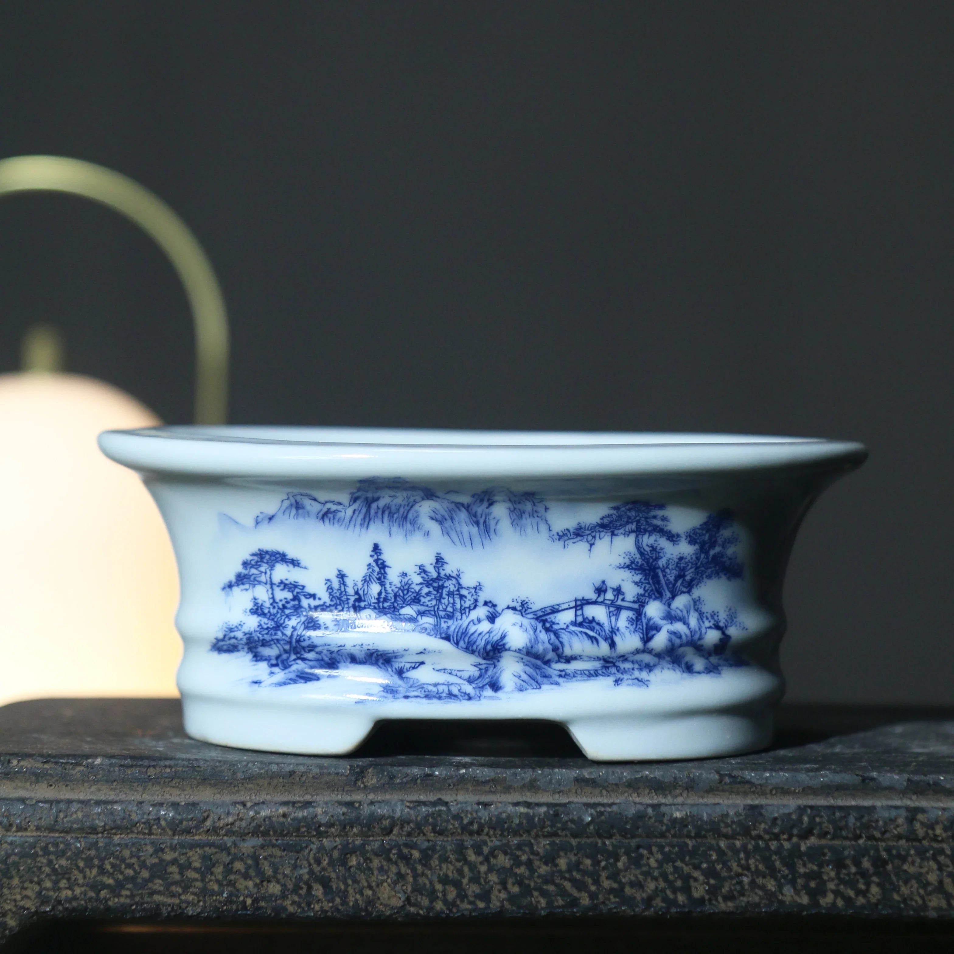 4.7" (12cm) Small Oval Painted Artistic Bonsai Pots Variant 1