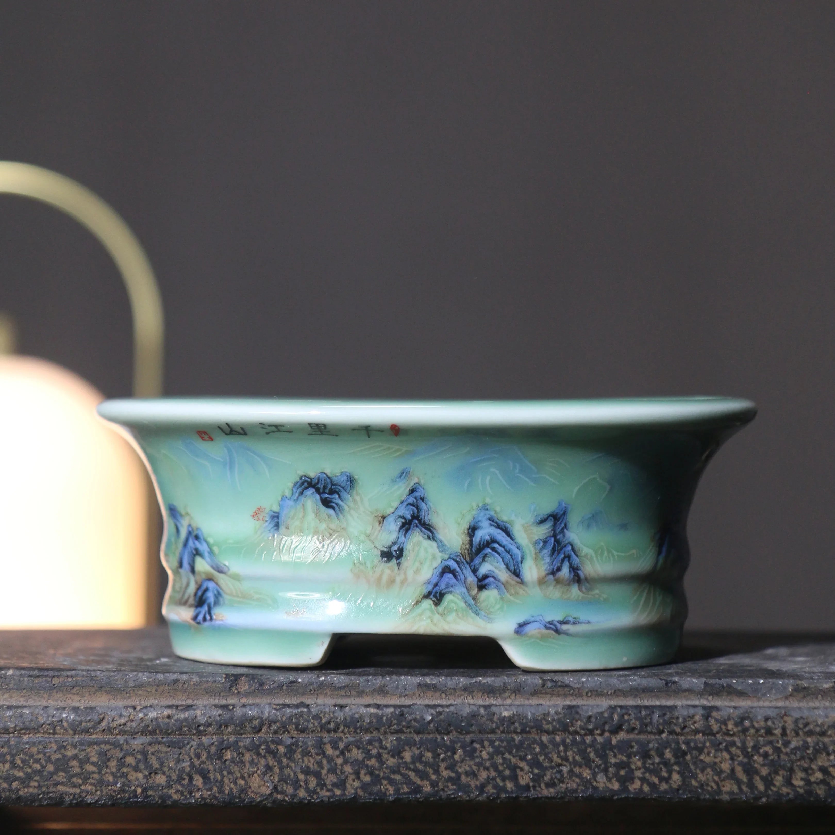 4.7" (12cm) Small Oval Painted Artistic Bonsai Pots Variant 2