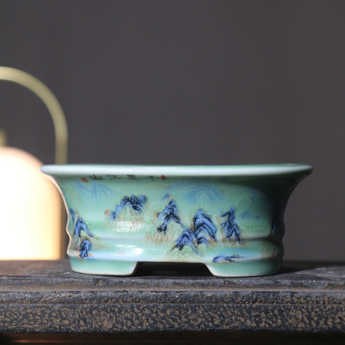 4.7" (12cm) Small Oval Painted Artistic Bonsai Pots Variant 2