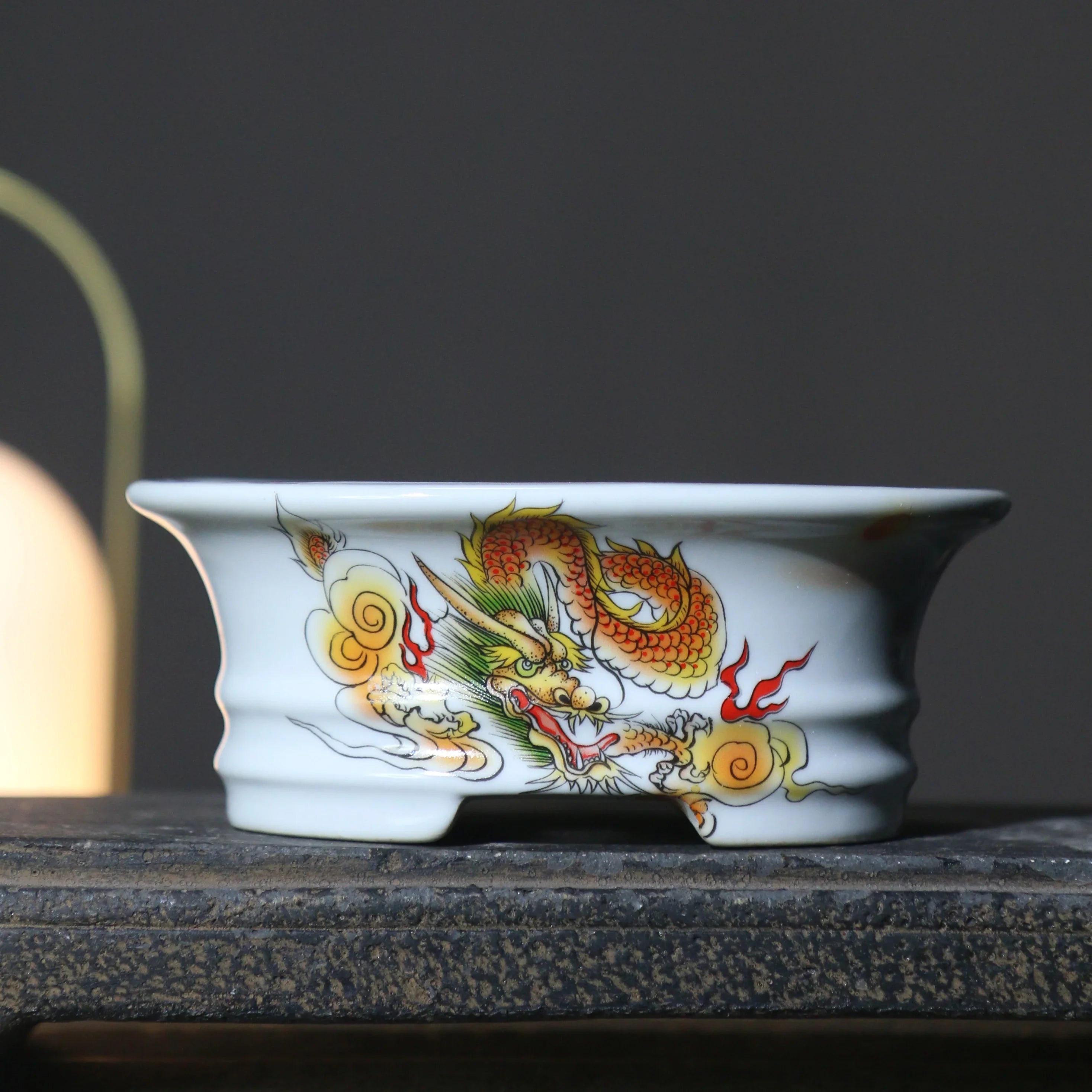 4.7" (12cm) Small Oval Painted Artistic Bonsai Pots Variant 4