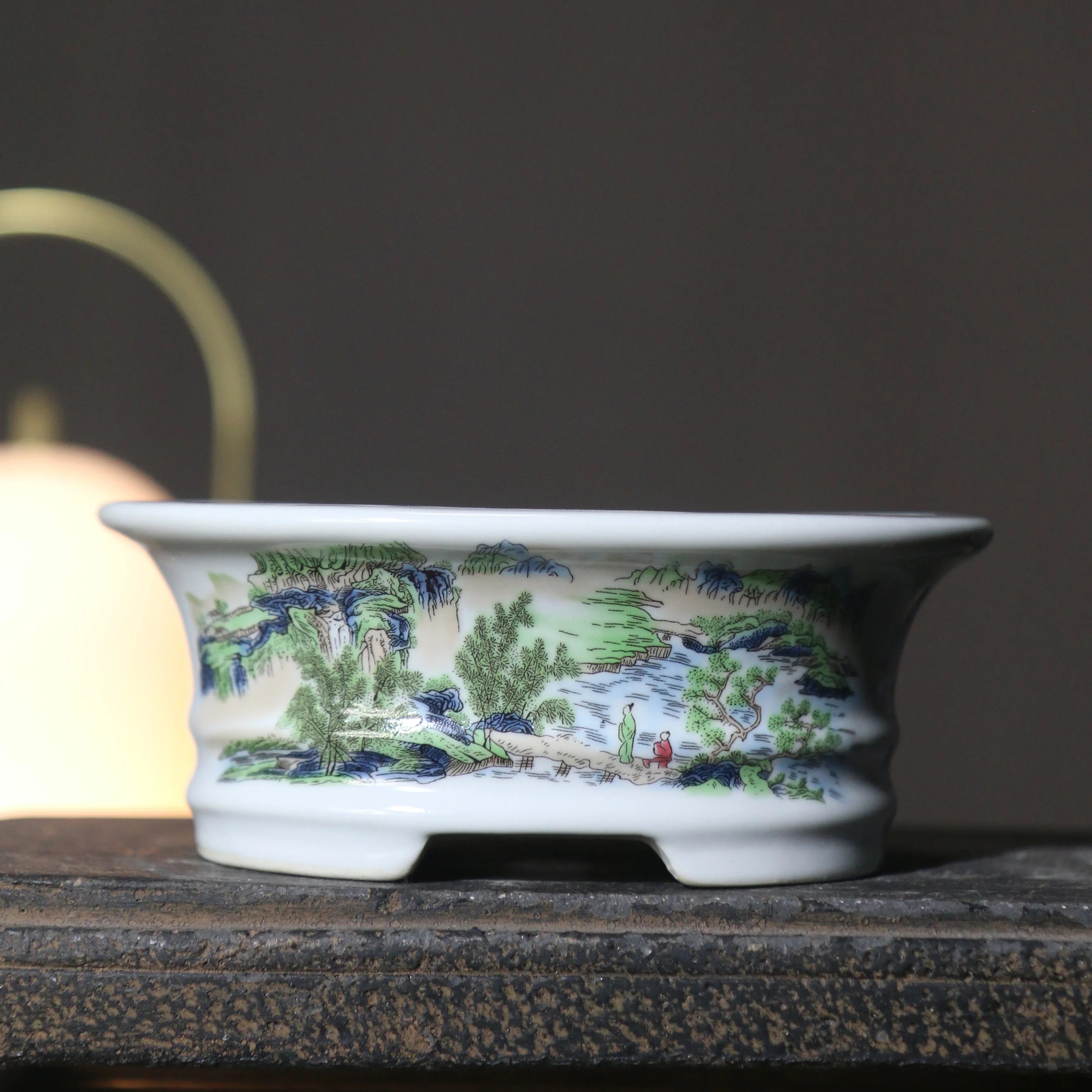 4.7" (12cm) Small Oval Painted Artistic Bonsai Pots Variant 5