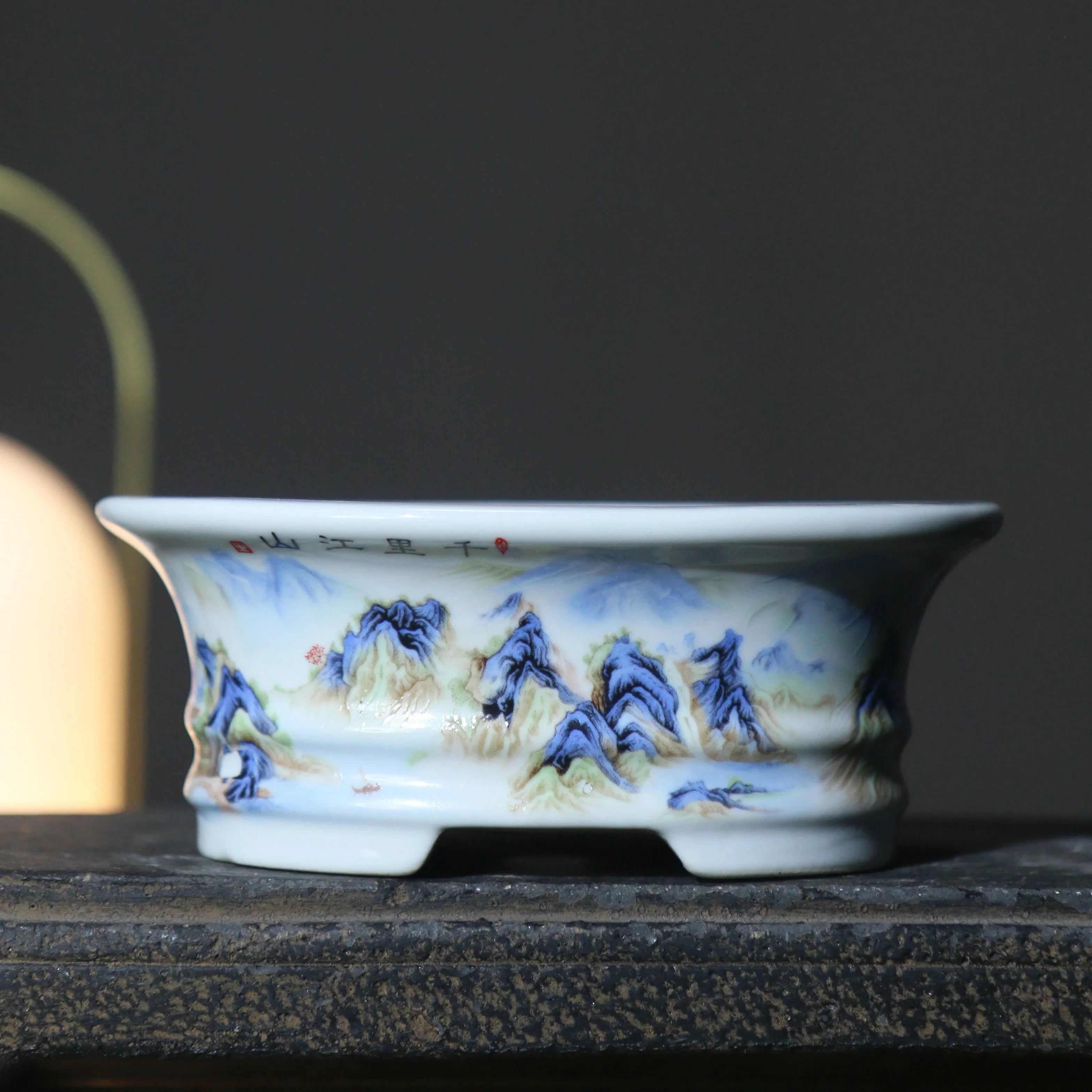 4.7" (12cm) Small Oval Painted Artistic Bonsai Pots Variant 7