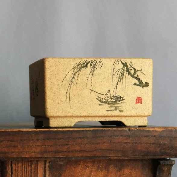 4.9" (12.5cm) Small High-End Artistic Square Bonsai Pot Handmade