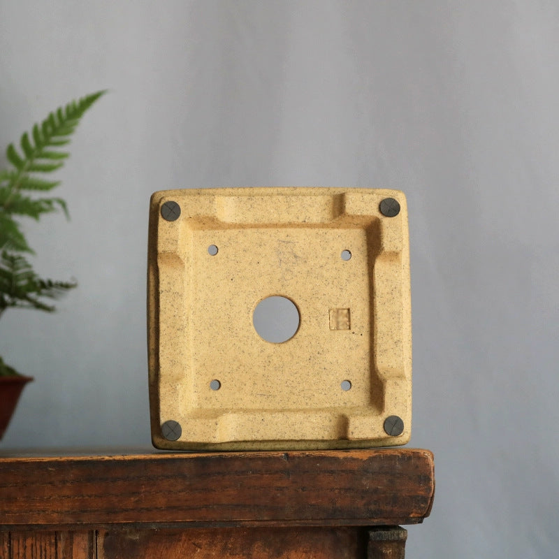 4.9" (12.5cm) Small High-End Artistic Square Bonsai Pot Handmade Bottom View