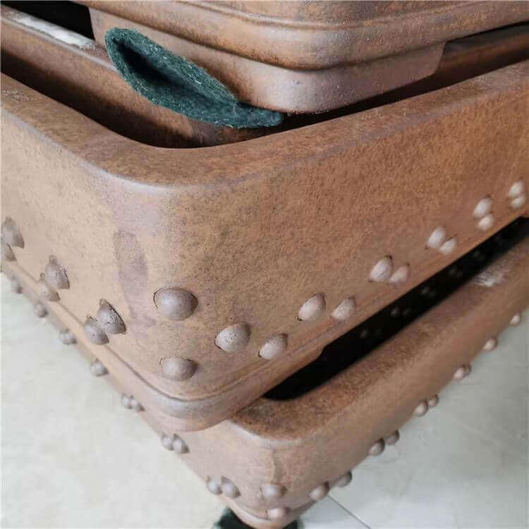 42.1 inch (107cm) Extra Large Rectangular Bonsai Pot w Bold Studded Detailing Corner View Close Shot