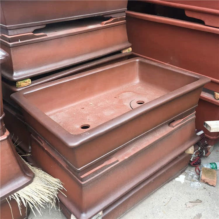 42 inch Extra Large Rectangular Premium Dual Brown Tone Deep Bonsai Pot Corner View