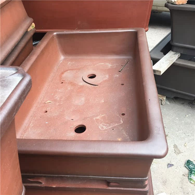 42 inch Extra Large Rectangular Premium Dual Brown Tone Deep Bonsai Pot Inner View