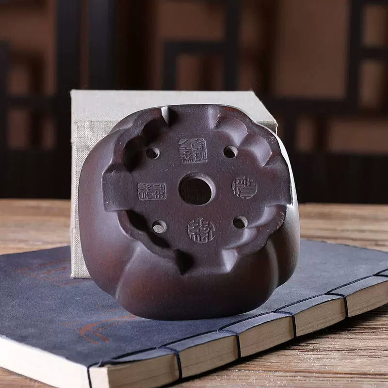 4 inch (10cm) Small Square Indented Corner Premium Unglazed Bonsai Pot Bottom View