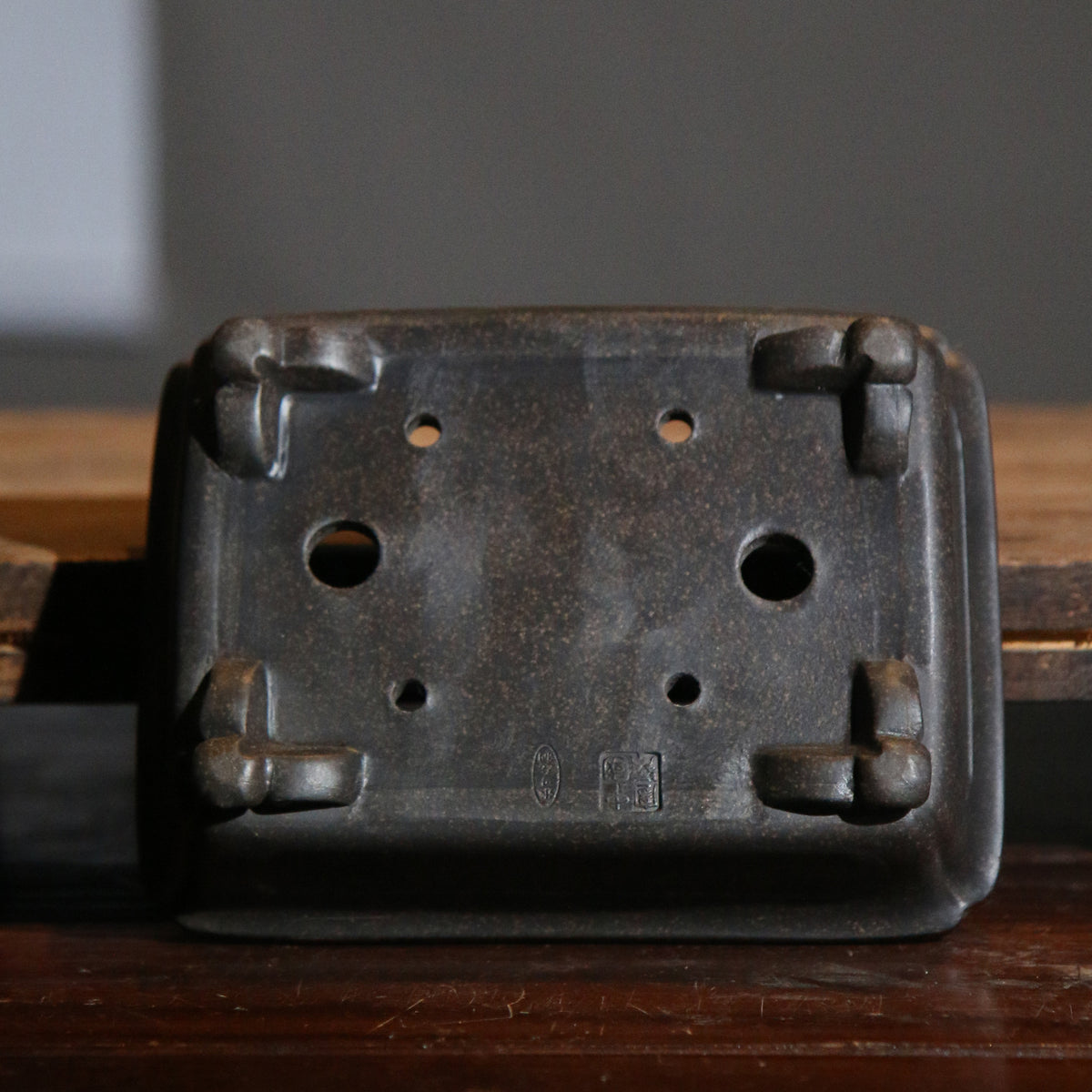 5.3" (13.5cm) Small Handmade Yixing Clay Rectangular Bonsai Pot Bottom View