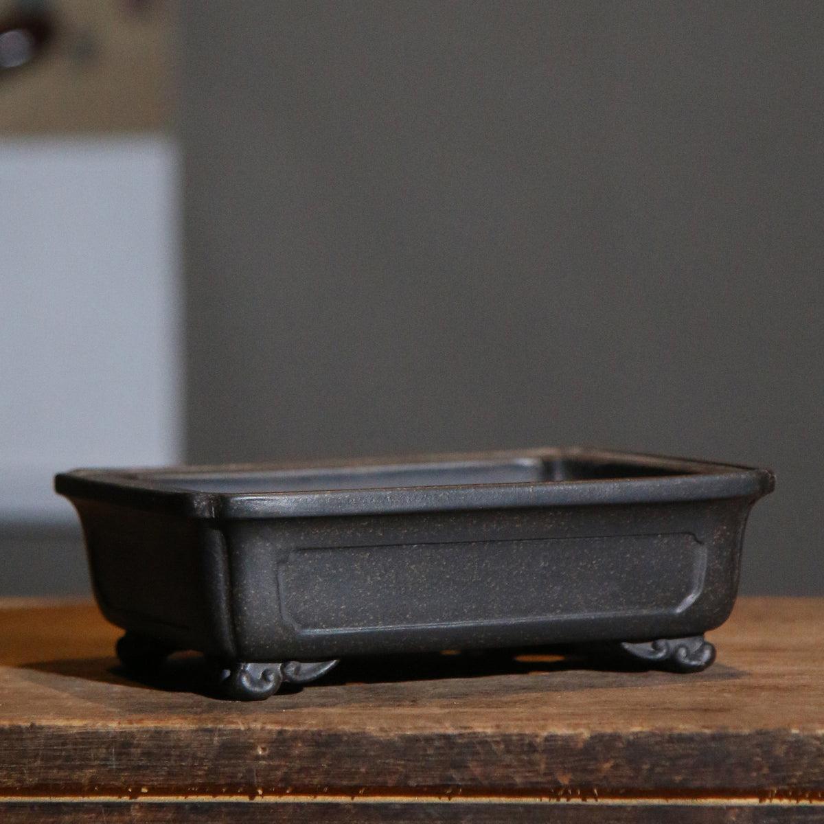 5.3" (13.5cm) Small Handmade Yixing Clay Rectangular Bonsai Pot Corner View