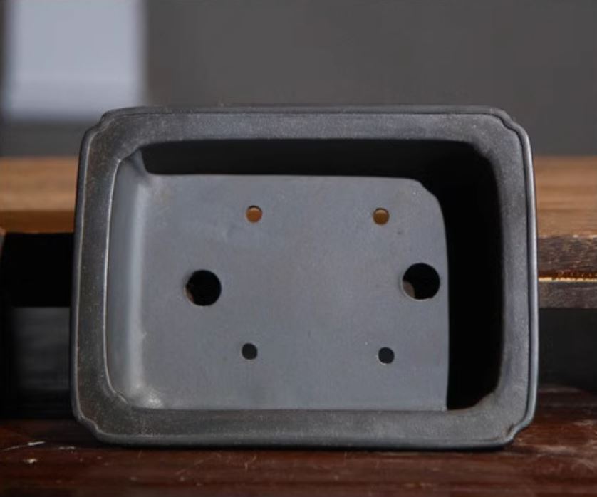 5.3" (13.5cm) Small Handmade Yixing Clay Rectangular Bonsai Pot Inner View