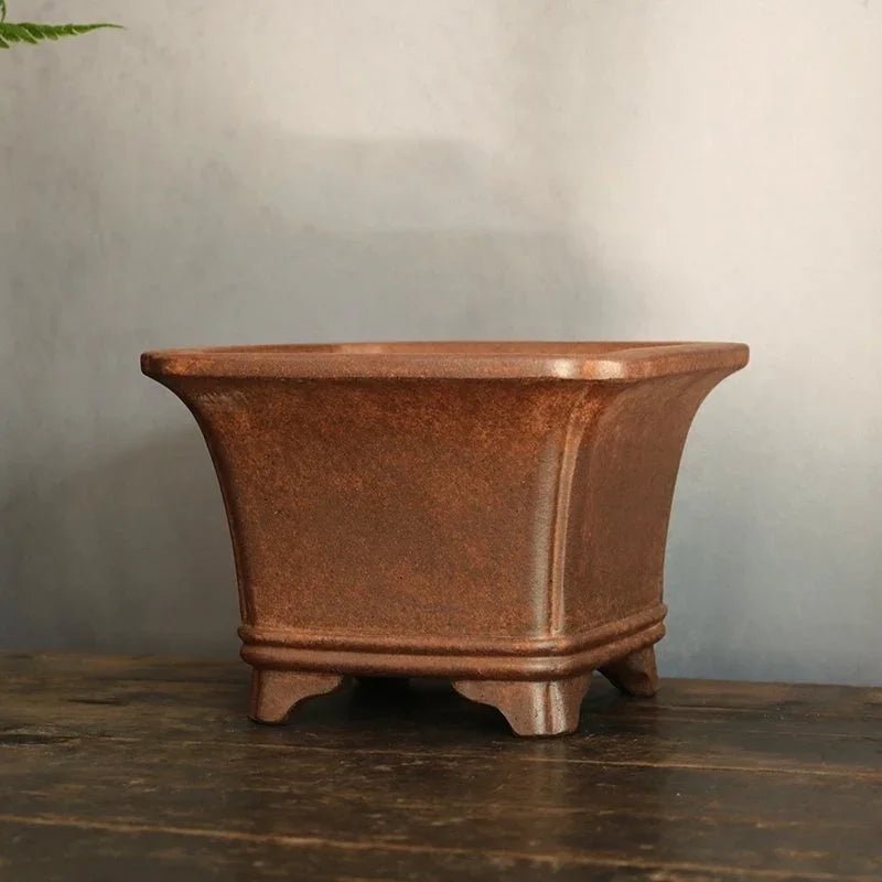 5.3 inch (13.5cm) Deep Square Flared Semi Cascade Bonsai Pot 