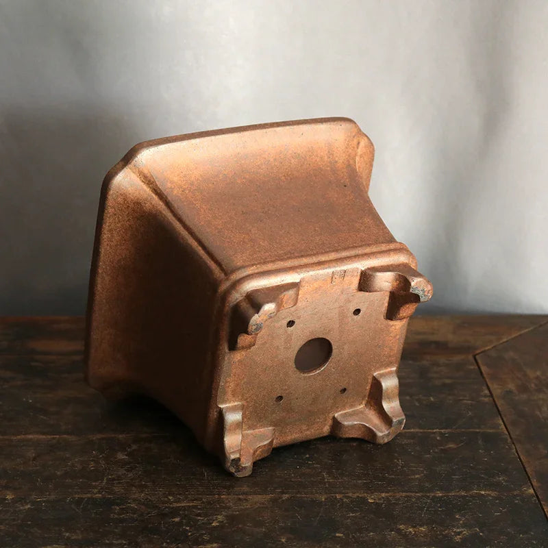 5.3 inch (13.5cm) Deep Square Flared Semi Cascade Bonsai Pot Bottom View