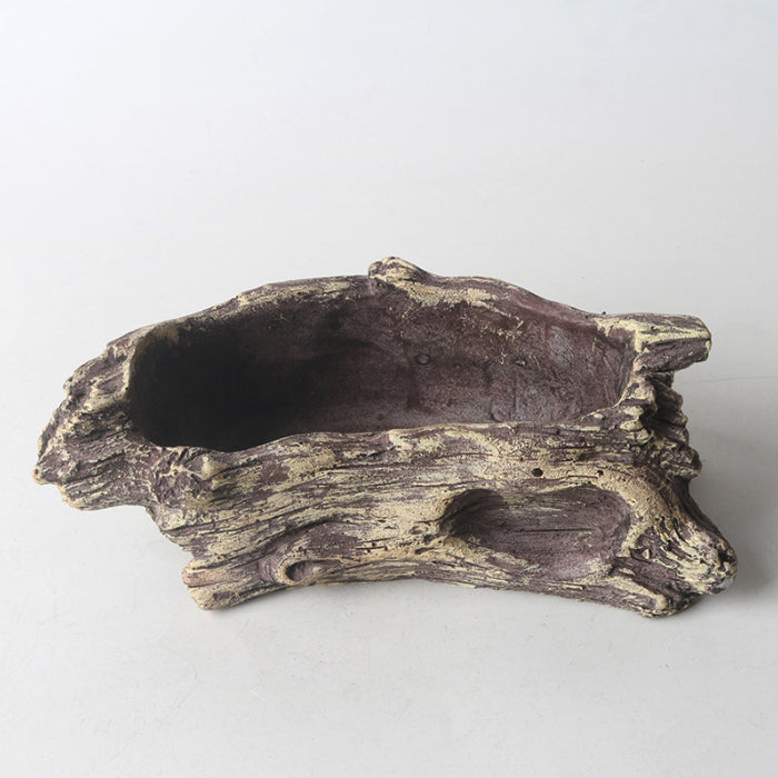 5.3 inch (13.5cm) Small Unique Rustic Driftwood Style Abstract Cement Bonsai Pot