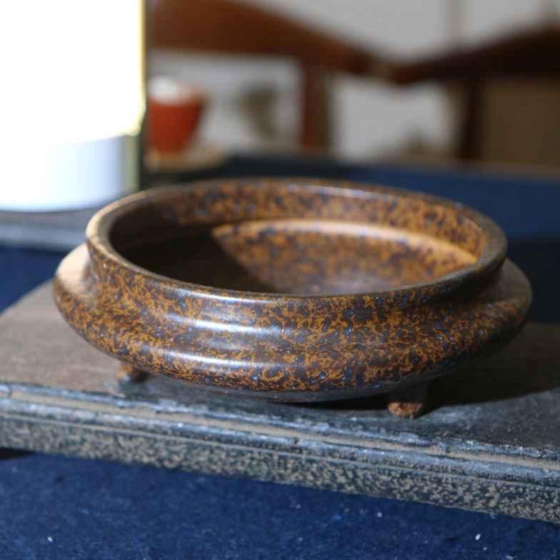 5.4" (13.4cm) Small Rustic Handmade Round Shallow Bonsai Pot