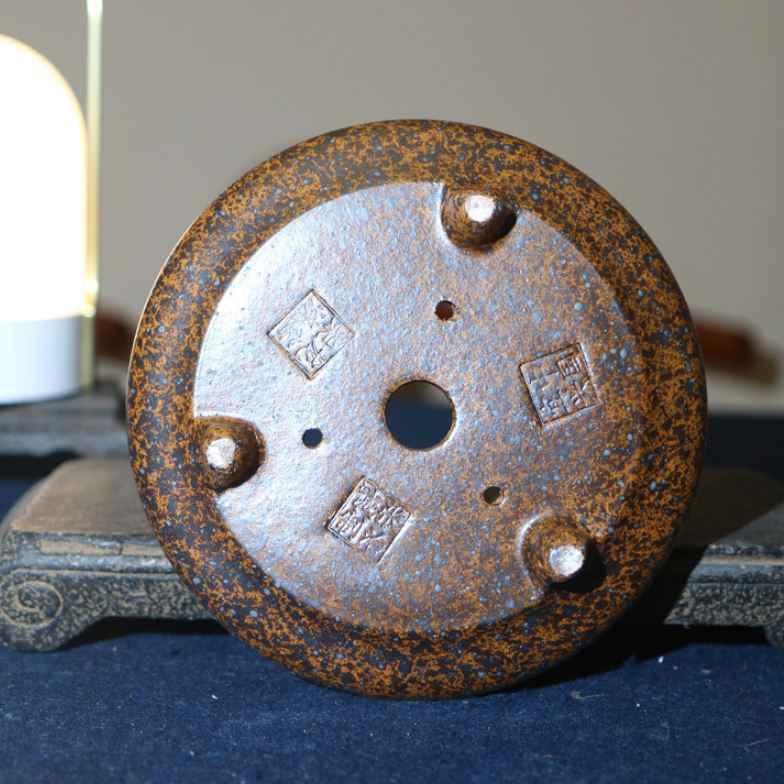 5.4" (13.4cm) Small Rustic Handmade Round Shallow Bonsai Pot