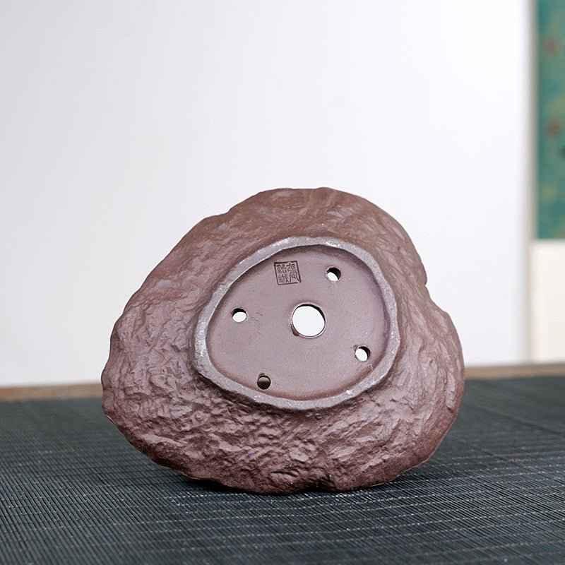 5.5" (14cm) Small Handmade Leaf-Inspired Shallow Bonsai Slab Pot